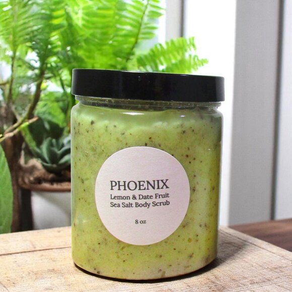NEW Sea Salt Body Scrub. Lemon & Date fruit scent. Natural skin care. - Picture 1 of 7